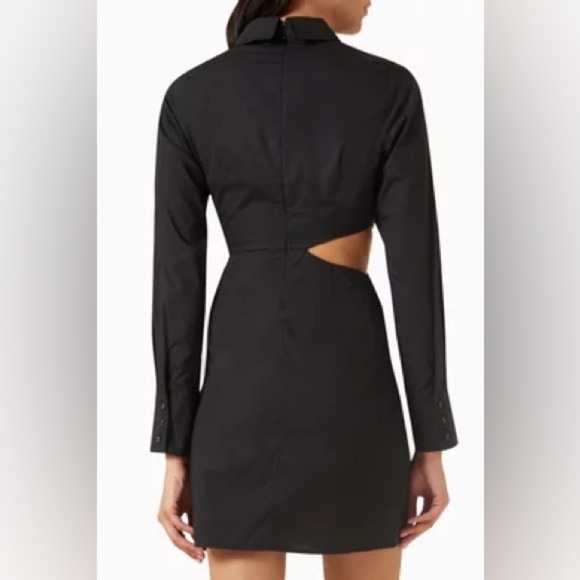 MINKPINK Allegra Twist Shirt Dress in Cotton black size L - Picture 3 of 16